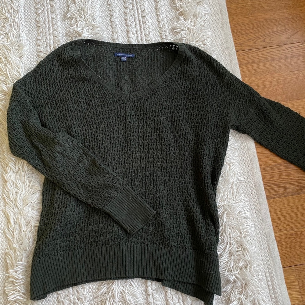 American Eagle Forest Green Oversized Knit Sweater